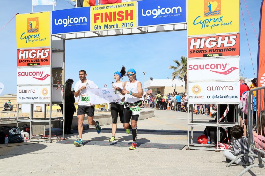 Apollon finishing at the Logicom Cyprus Marathon